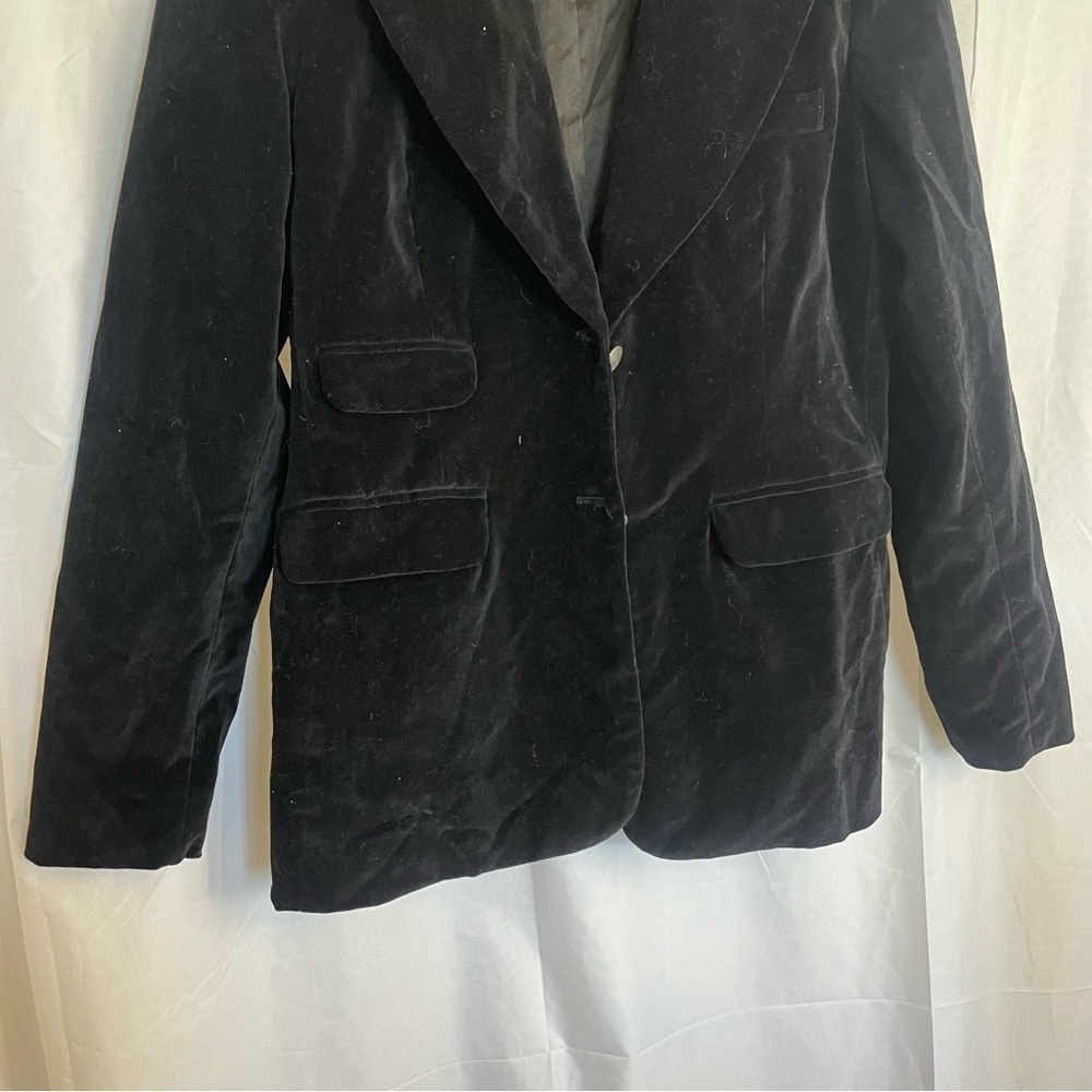 DIANE GILMAN Women’s Velvety Black Blazer Silver Button Sport Coat Jacket Small‎ - Picture 3 of 11